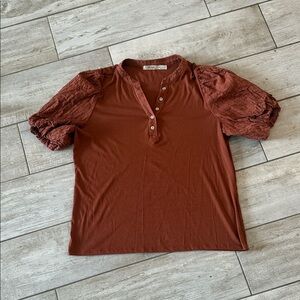 Chic Rust Puff Sleeve Blouse